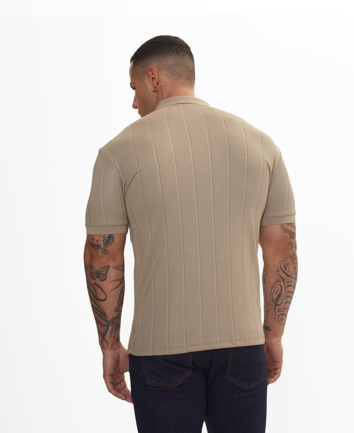 Ron Tomson Men's Fine Ribbed Fitted Polo Shirt