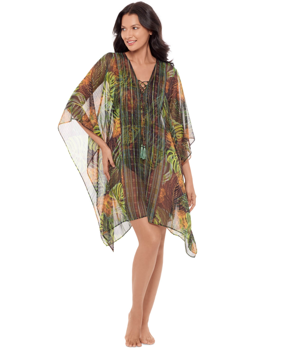 Miraclesuit ® Sunset Islet Metallic Chiffon Cover-up Caftan In Multi