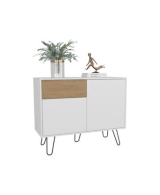 Depot E-Shop Chelan Sideboard, 2 Doors, 1 Drawer, 4 Shelves, White / Natural Oak