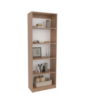 12.3" wood particle board Vinton 4-Tier Bookcase with Modern Storage for Books and Decor, Natural Oak / White