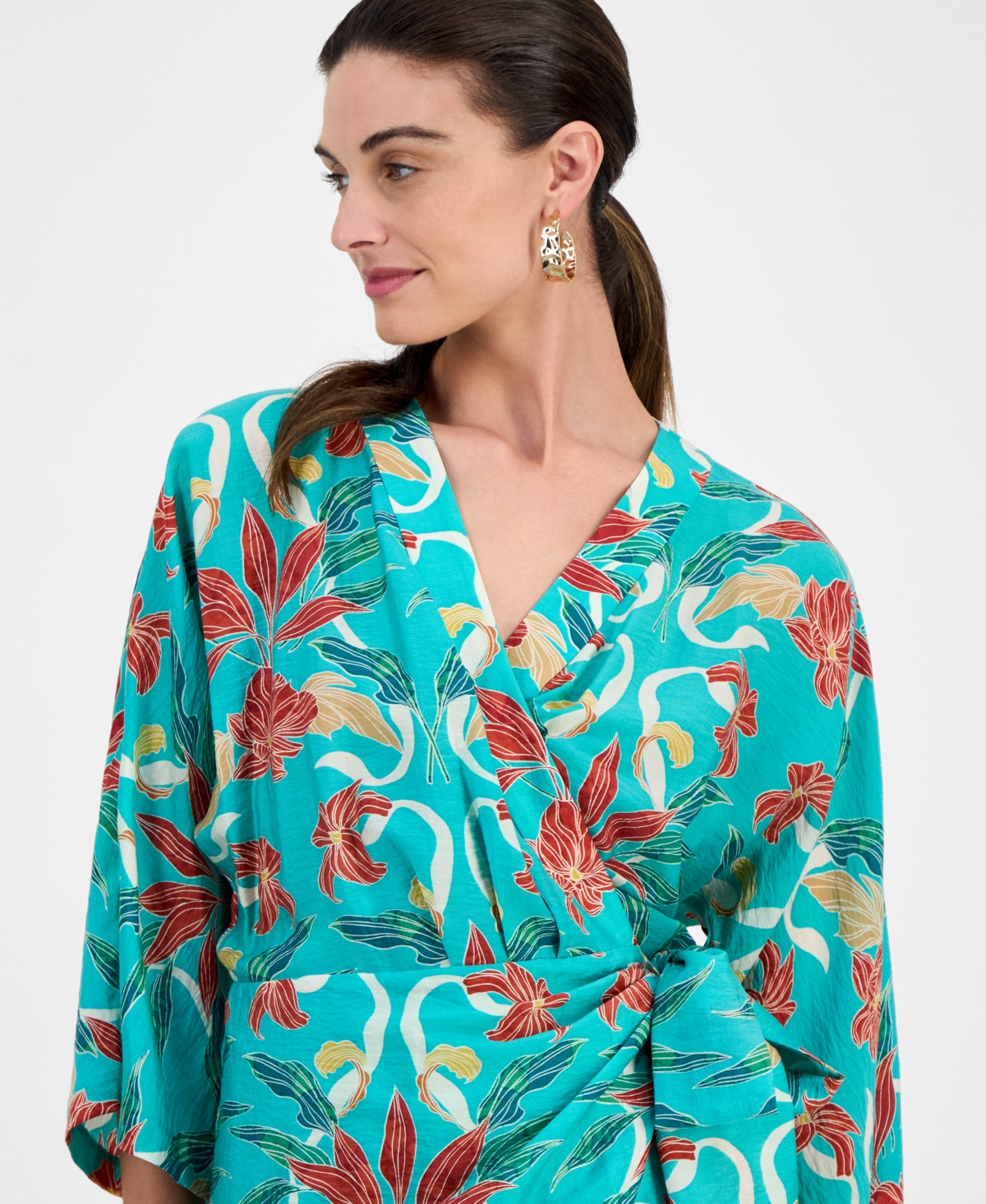 Inc International Concepts Women's Surplice-neck Long-sleeve Mini Wrap Dress, Macy's Exclusive