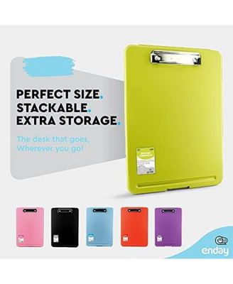 Clipboard with Storage Pink, Letter Size Storage Clipboard with Compartments Case for Nurse Teachers Plastic Translucent Holds 100 Sheets Also Avail. in Green, Pink, Red, Blue, Grey, Black-by Enday