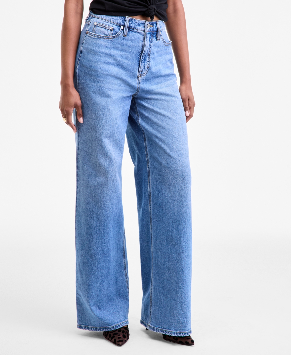 On 34th Womens High Rise Wide Leg Jeans 0 Short 26w Macys Exclusive In Blue