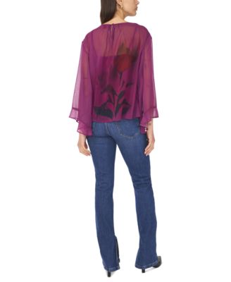 Women's Chiffon Flutter-Sleeve Top