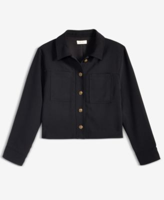 Women's Cropped Button-Front Long-Sleeve Jacket, Macy's Exclusive 
