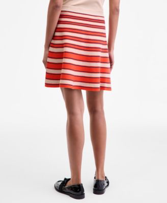 Women's Striped Pull-On Flounce Sweater Mini Skirt, Macy's Exclusive