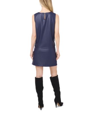 Women's Faux-Leather Sleeveless Crewneck Top 