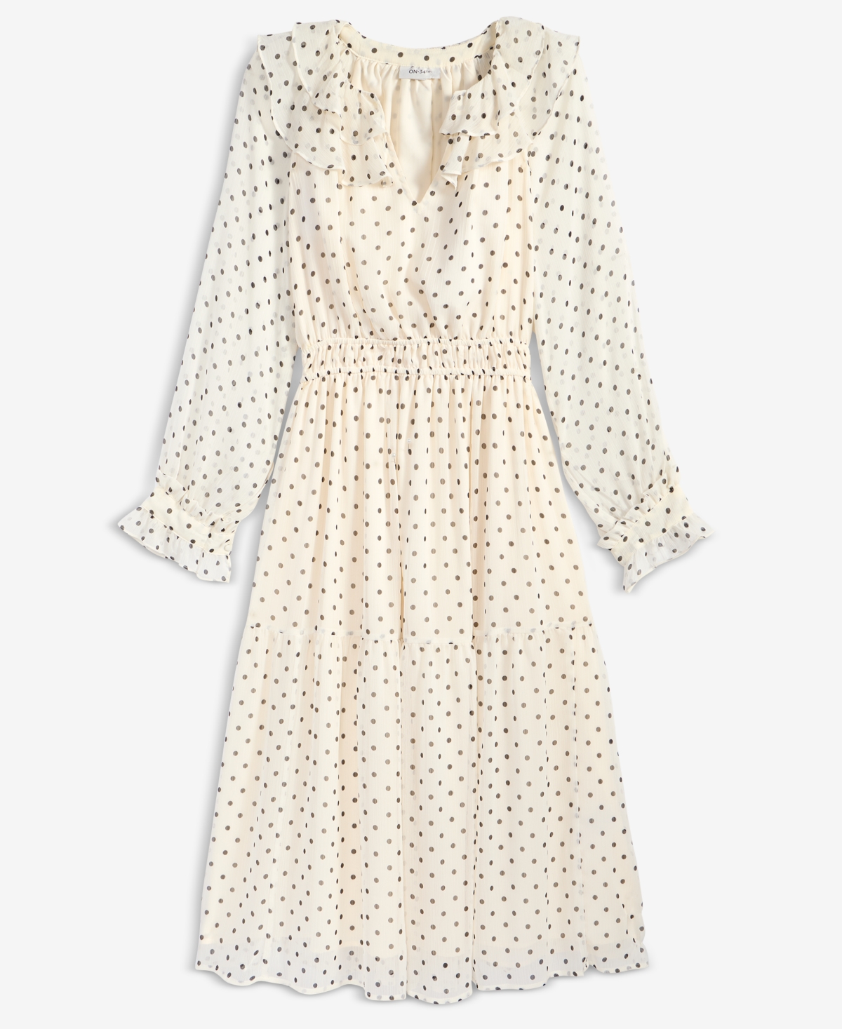 On 34th Women's Printed Ruffle-trim Long-sleeve Midi Dress, Macy's Exclusive In White
