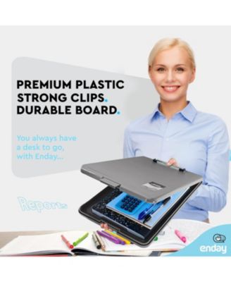 Clipboard with Storage Pink, Letter Size Storage Clipboard with Compartments Case for Nurse Teachers Plastic Translucent Holds 100 Sheets Also Avail. in Green, Pink, Red, Blue, Grey, Black-by Enday