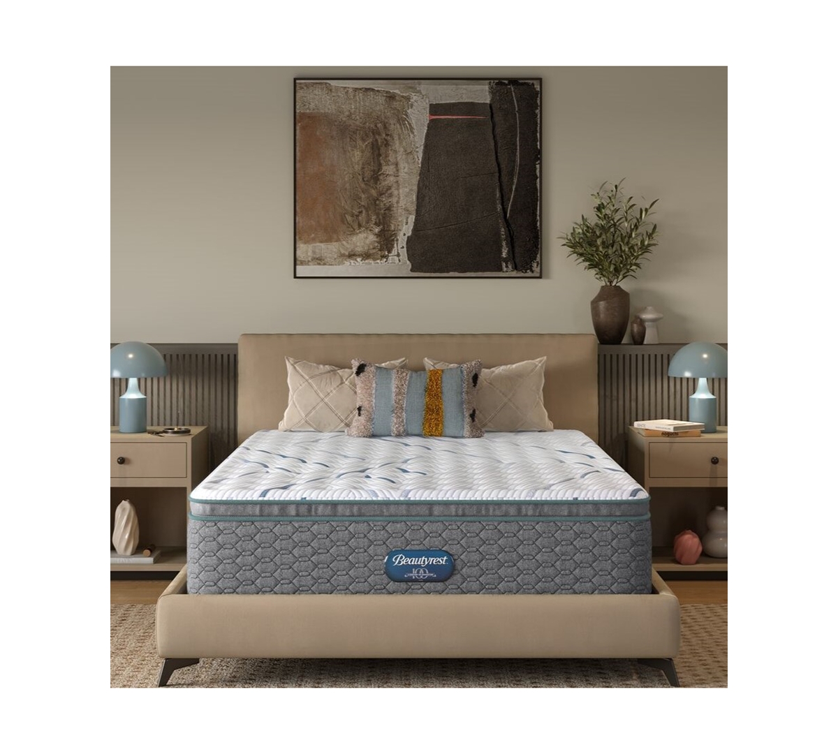 Beautyrest Madison Avenue 14.75" Medium Firm Pillow Top Mattress Set, Twin In Transparent