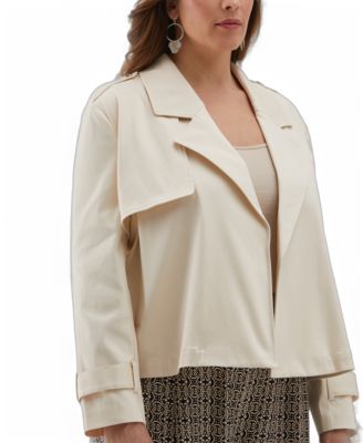Plus Size Crop Trench Jacket