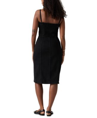 Women's Denim Bustier Button-Front Dress