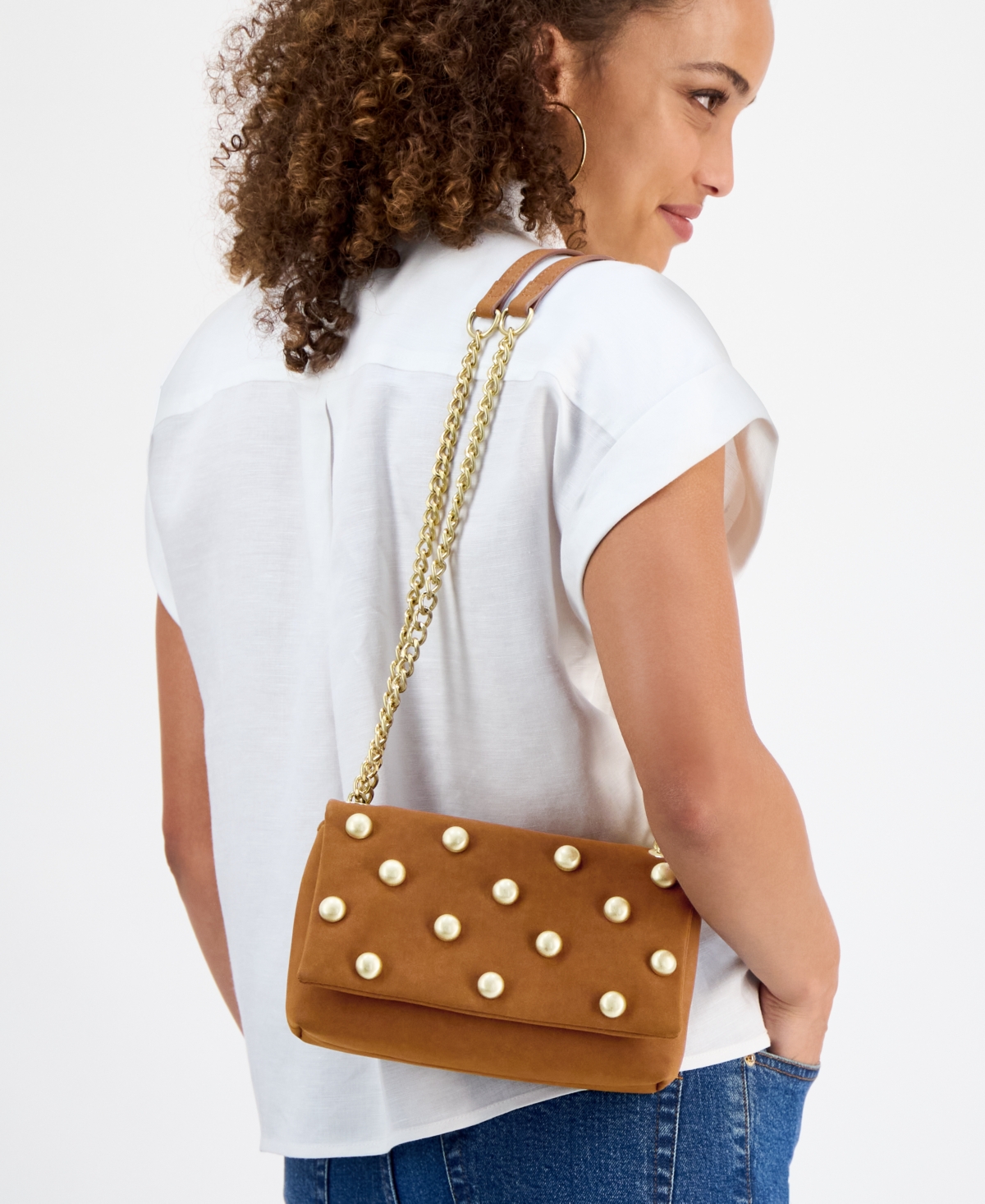 Inc International Concepts Mini Ajae Studded Crossbody, Exclusively At Macy's In Brown