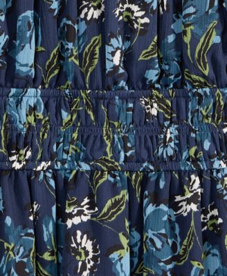 Women's Printed Smocked Ruffle Chiffon Mini Dress, Macy's Exclusive 