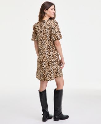 Women's Sketchy Leopard-Print Puff-Sleeve Mini Dress, Macy's Exclusive 