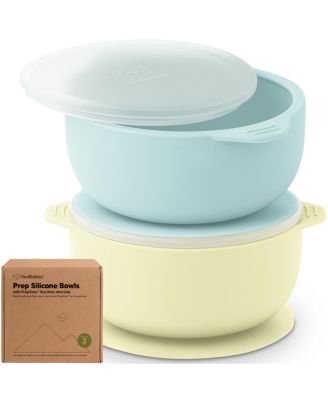 2-Pack Prep Baby Bowls with Suctions & Lids, Silicone Bowls for Baby Boy, Girl, Toddler Suction Bowl, Kids Bowl BPA-Free