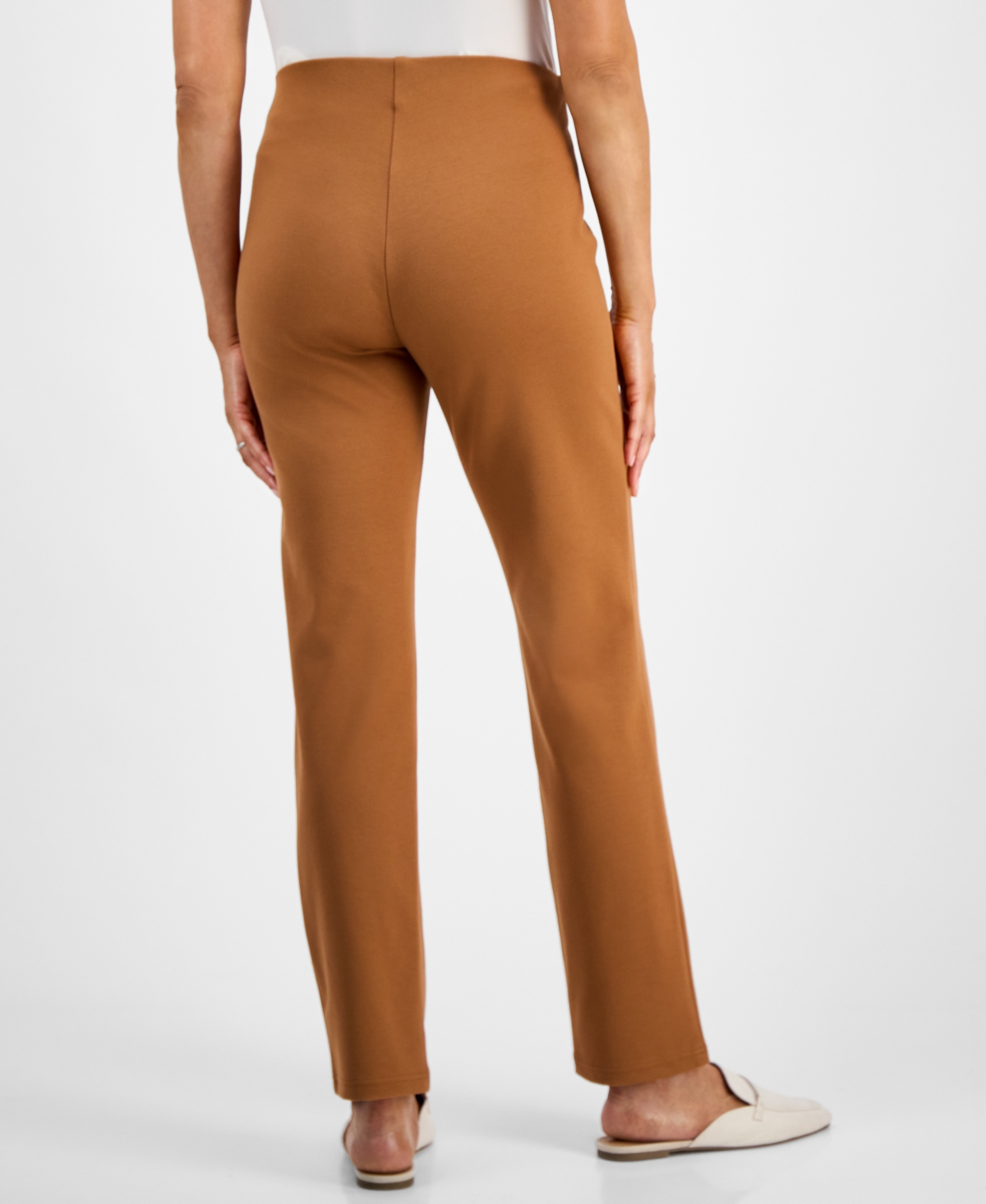 Jm Collection Petite Pull-on Ponte-knit Pants, Created For Macy's In Brown