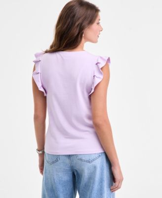 Women's Flutter-Sleeve Jersey T-Shirt