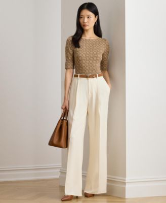 Women's Geo-Print Stretch Cotton Boatneck Tee