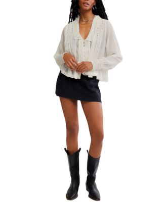 Women's Elodie Lace-Trim Button-Front Blouse