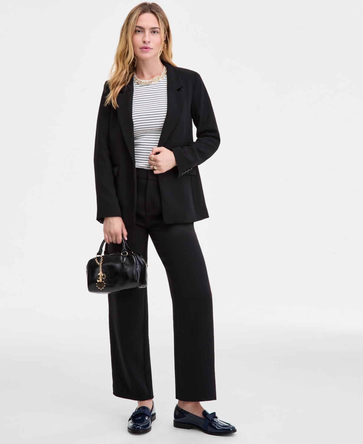 On 34th Womens Relaxed Crepe Blazer Xxs 3x Macys Exclusive In Black