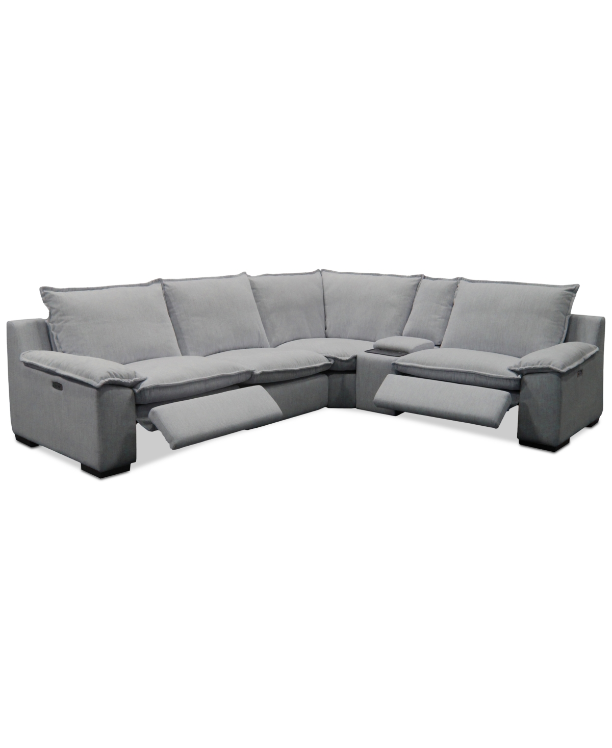 Macy's Borsi 5-pc. Sectional With 2 Power Recliners & 1 Console In Gray