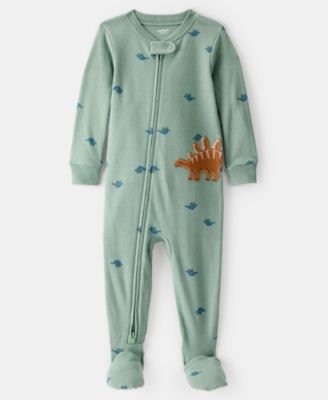 Carter's - Baby Boys Dinosaur-Print Cotton Long-Sleeve 2-Way-Zip 1-Piece Footed Pajamas