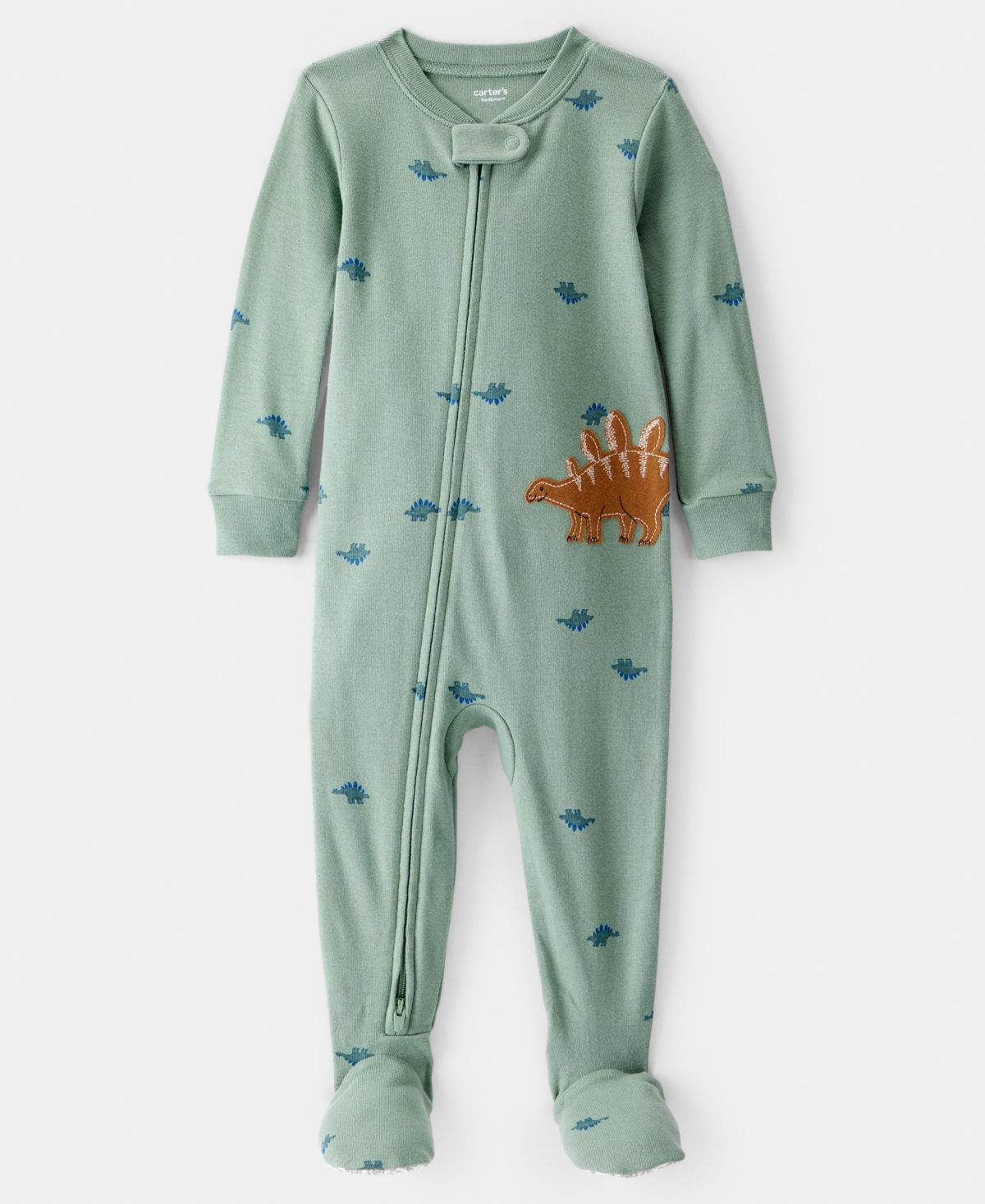Carter's Baby Boys Dinosaur-Print Cotton Long-Sleeve 2-Way-Zip 1-Piece Footed Pajamas