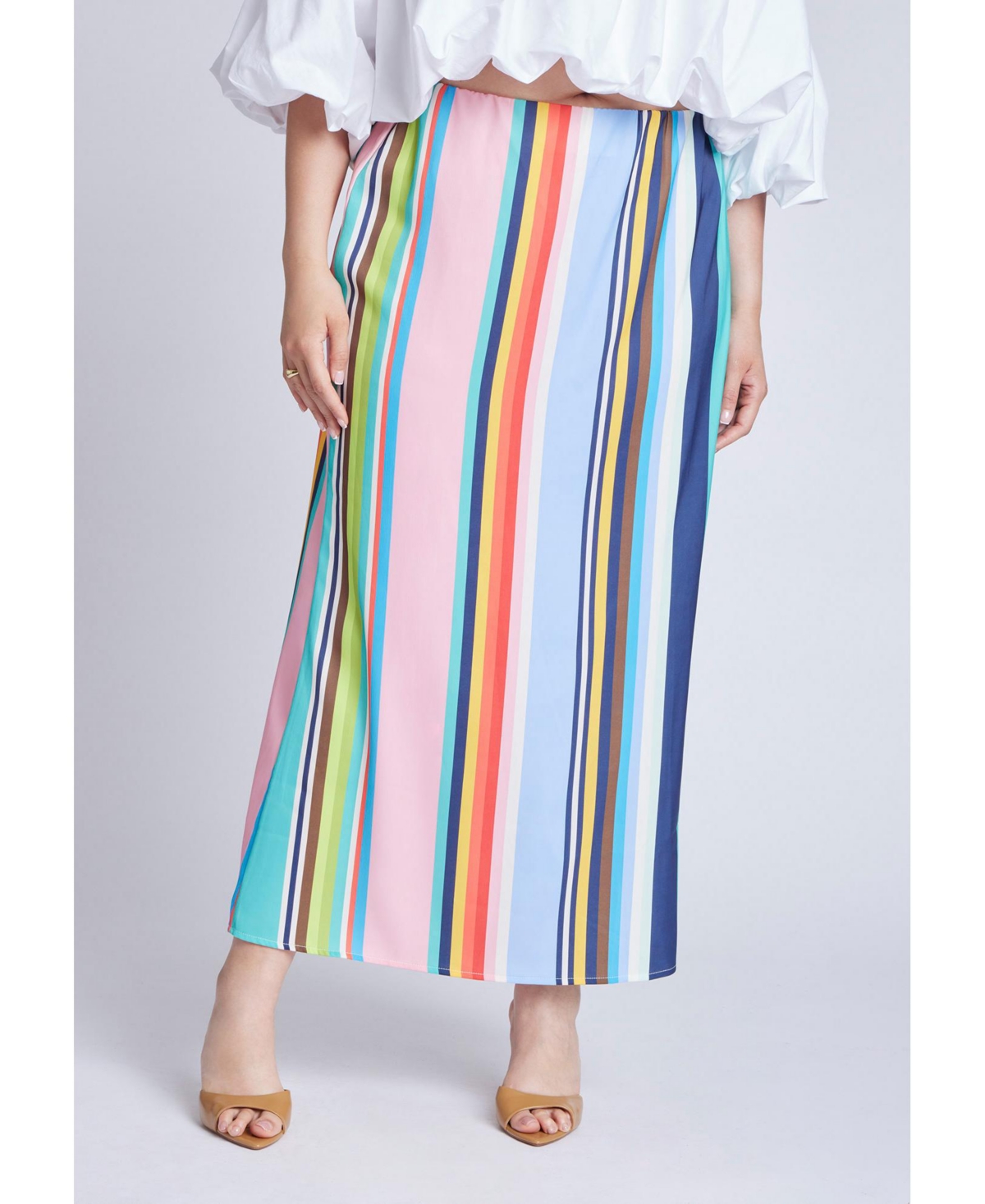 Women's Satin Maxi Skirt - Casetta stripe