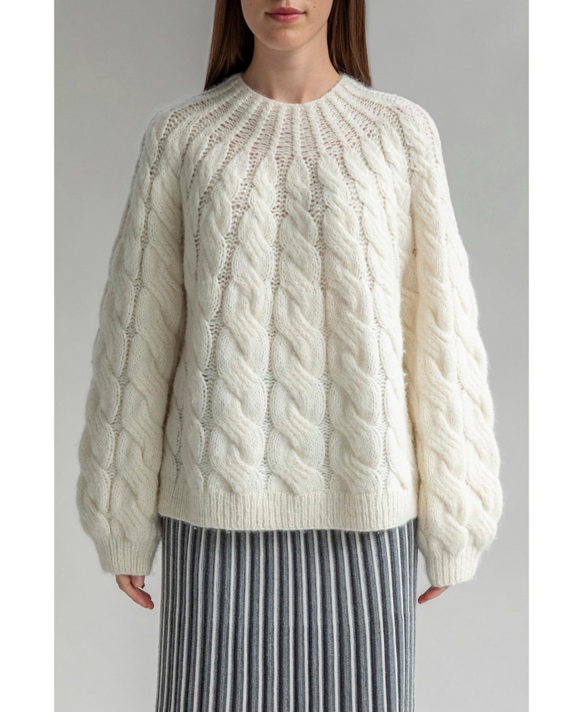 Women's Tomo Cable Handknit Sweater - Ivory