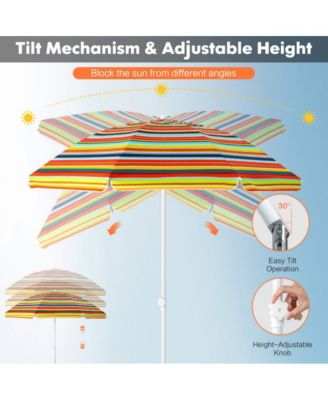 6.5 Feet Patio Beach Umbrella with Waterproof Polyester Fabric