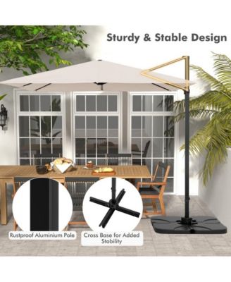 9.5 Feet Square Patio Cantilever Umbrella with 360° Rotation