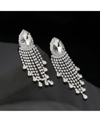 Women's Silver  Embellished Drop Earrings