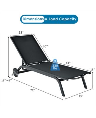 Outdoor Lounge Chair Chaise Reclining Aluminum Fabric Adjustable