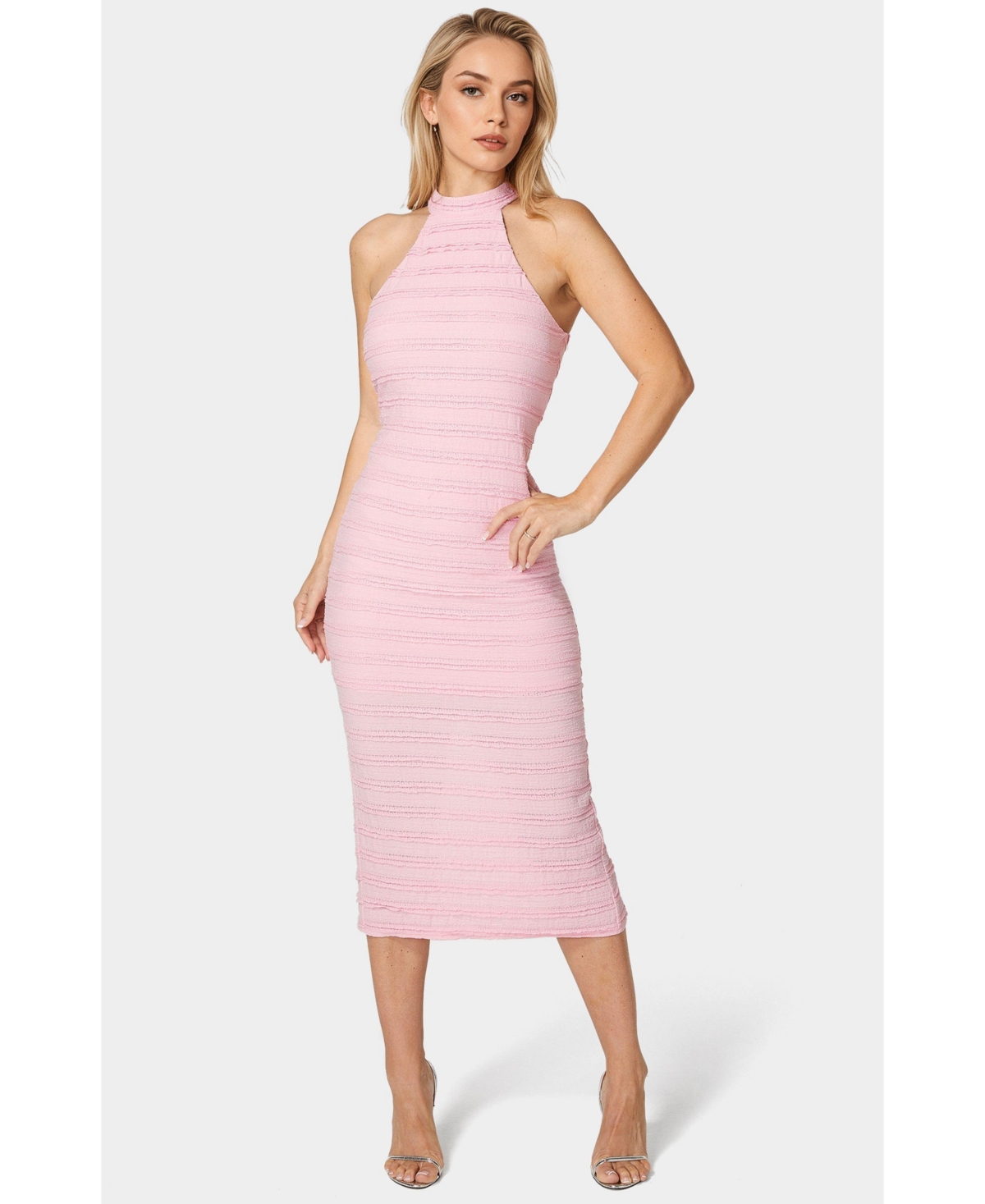 Women's High Slit Maxi Dress - Rose gold