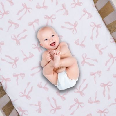 Coquette Bows Aesthetic Pink Cotton Baby Fitted Crib/Toddler Sheet