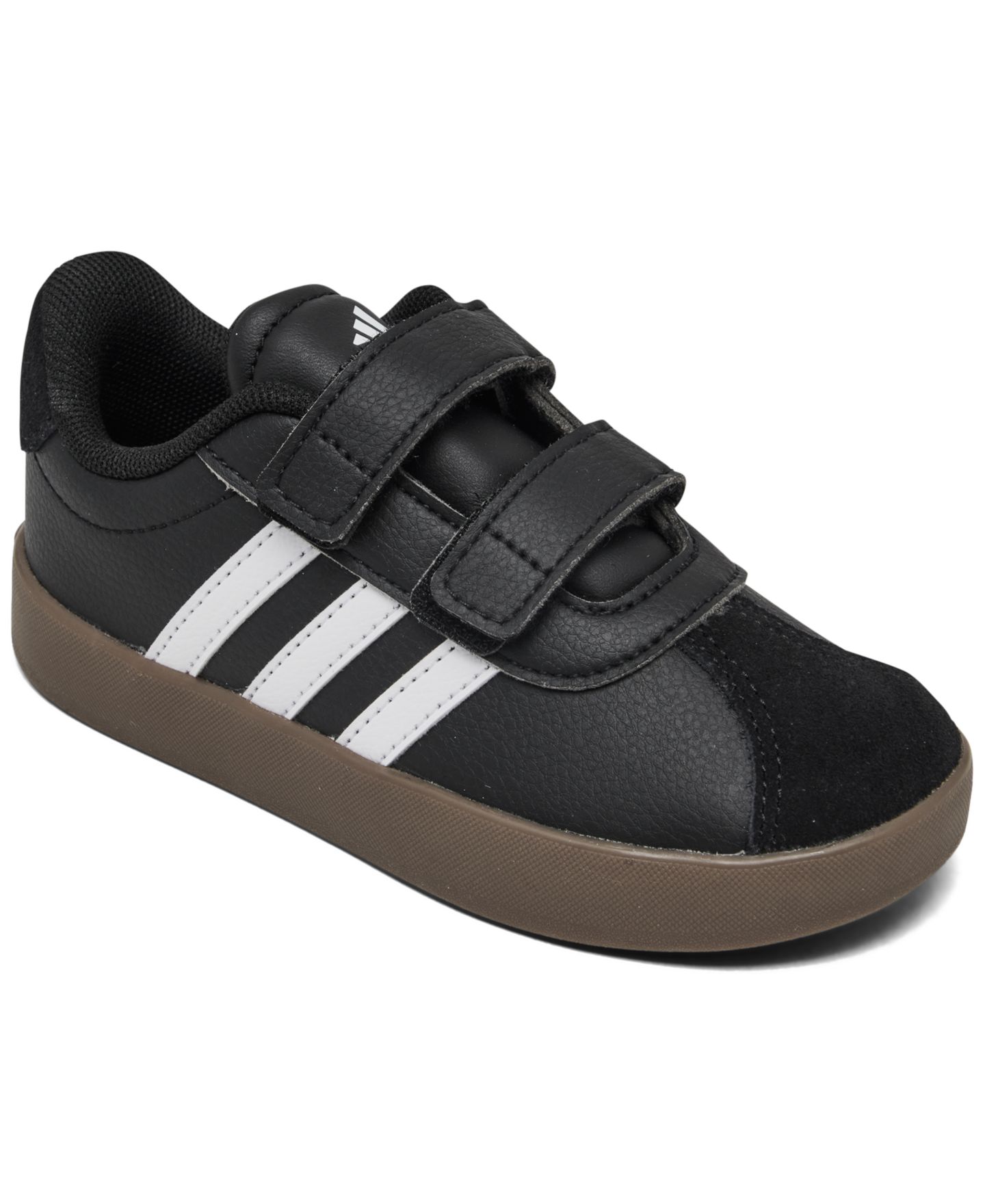 Детские кроссовки adidas VL Court 3.0 Fastening Strap Casual, цвет: Чёрный / Белый — фото 1