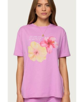 Edikted Womens Fleur Hibiscus Graphic T Shirt - Macy's