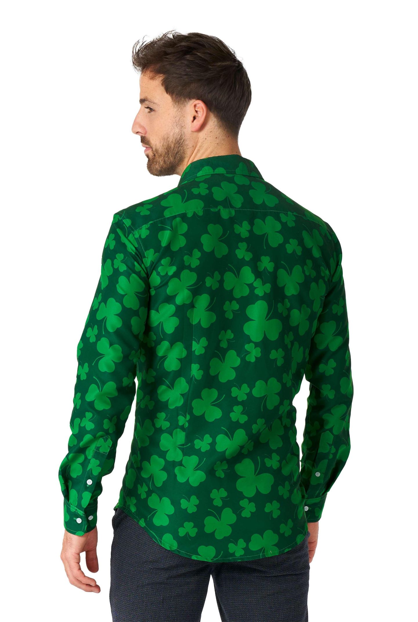 Мужская рубашка Suitmeister St. Pats Green - Button Down Shirt for Men for St. Patrick's Day - Long sleeve, цвет: Зелёный — фото 2