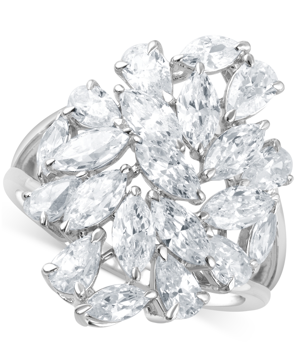 Lab Grown Diamond Marquise & Pear Cluster Ring (3-3/4 ct. t.w.) in 14k White Gold - White Gold
