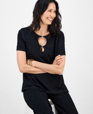 Women's Textured Knit Cutout Top, Exclusively at Macy's