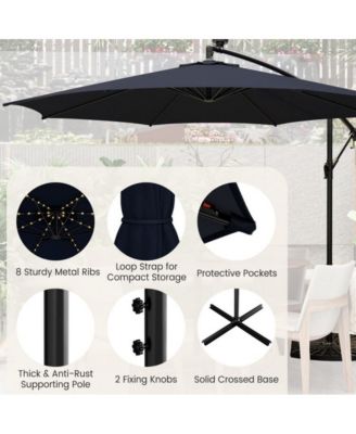10 Feet Patio Umbrella with 112 Solar-Powered LED Lights