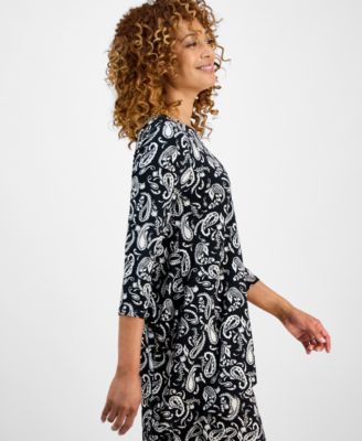 Women's Printed 3/4-Sleeve Swing Knit Top Exclusively at Macy's