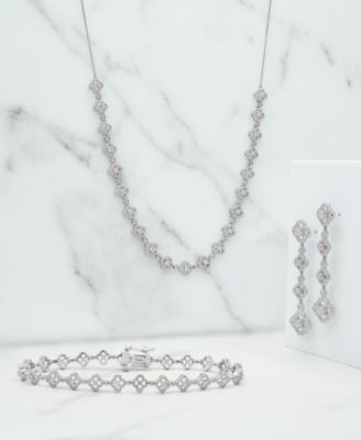 Diamond Clover Drop Earrings (1-1/2 ct. t.w.) in 14k White Gold, Exclusively at Macy's