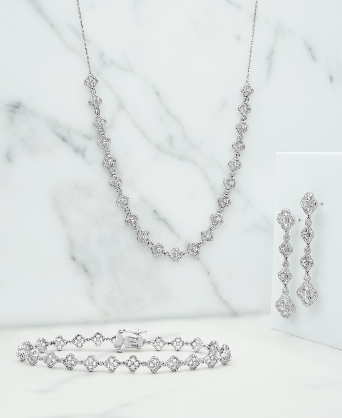 Wrapped In Love Diamond Clover Drop Earrings (1-1/2 Ct. T.w.) In 14k White Gold, Exclusively At Macy's In Gold