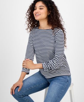 Women's Striped Boat-Neck Top