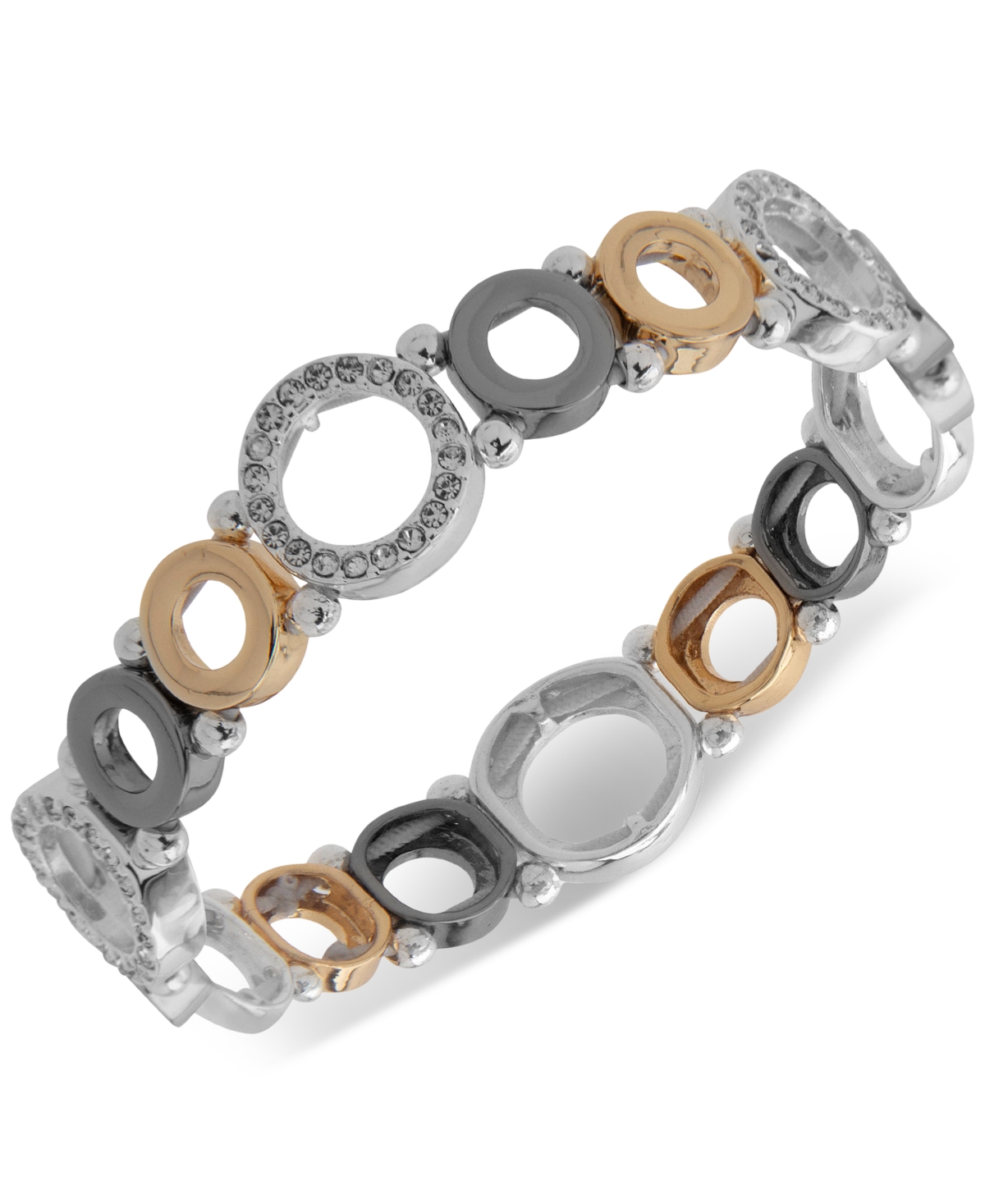 Nine West Pave Circle Stretch Bracelet In Metallic