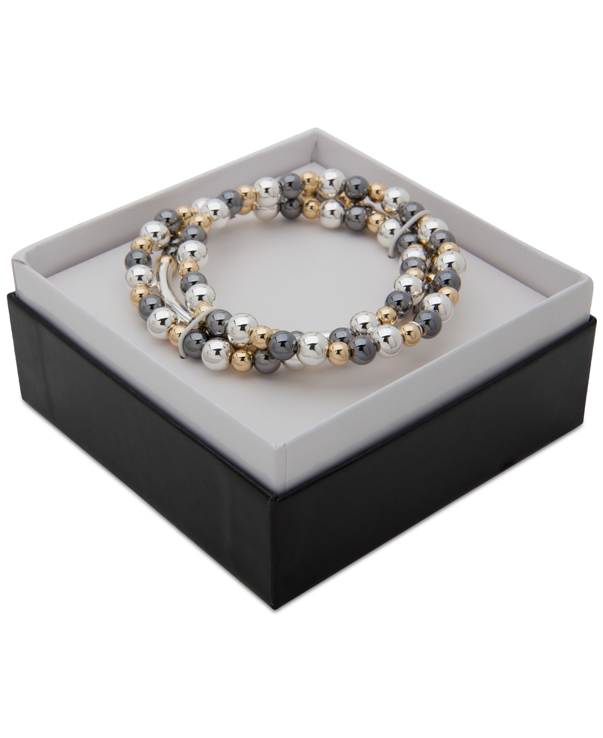Nine West 3-pc. Set Beaded Stretch Bracelets In Black