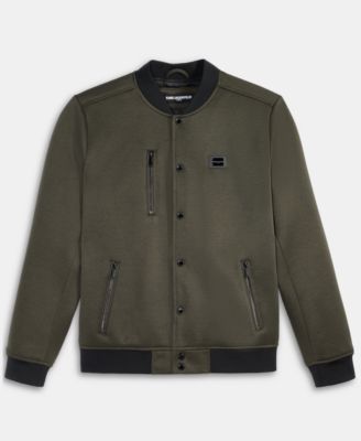 Men's Textured Varsity Zip Bomber Jacket
