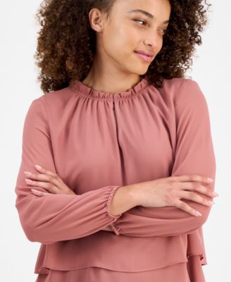 Petite Double-Layer Ruffle Blouse